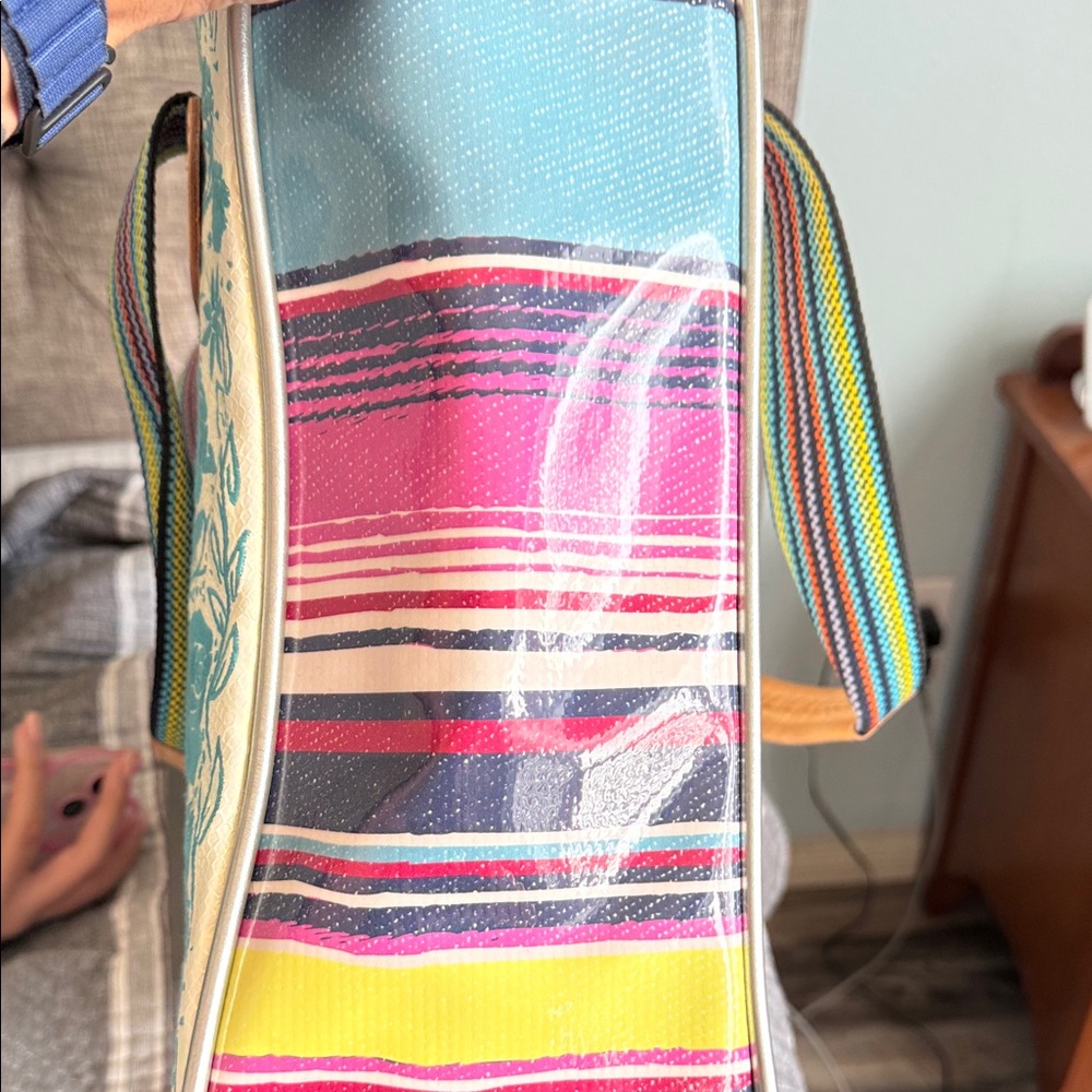 Stylish Cream Tote Bag with Multicolor Straps - Picture 3 of 3